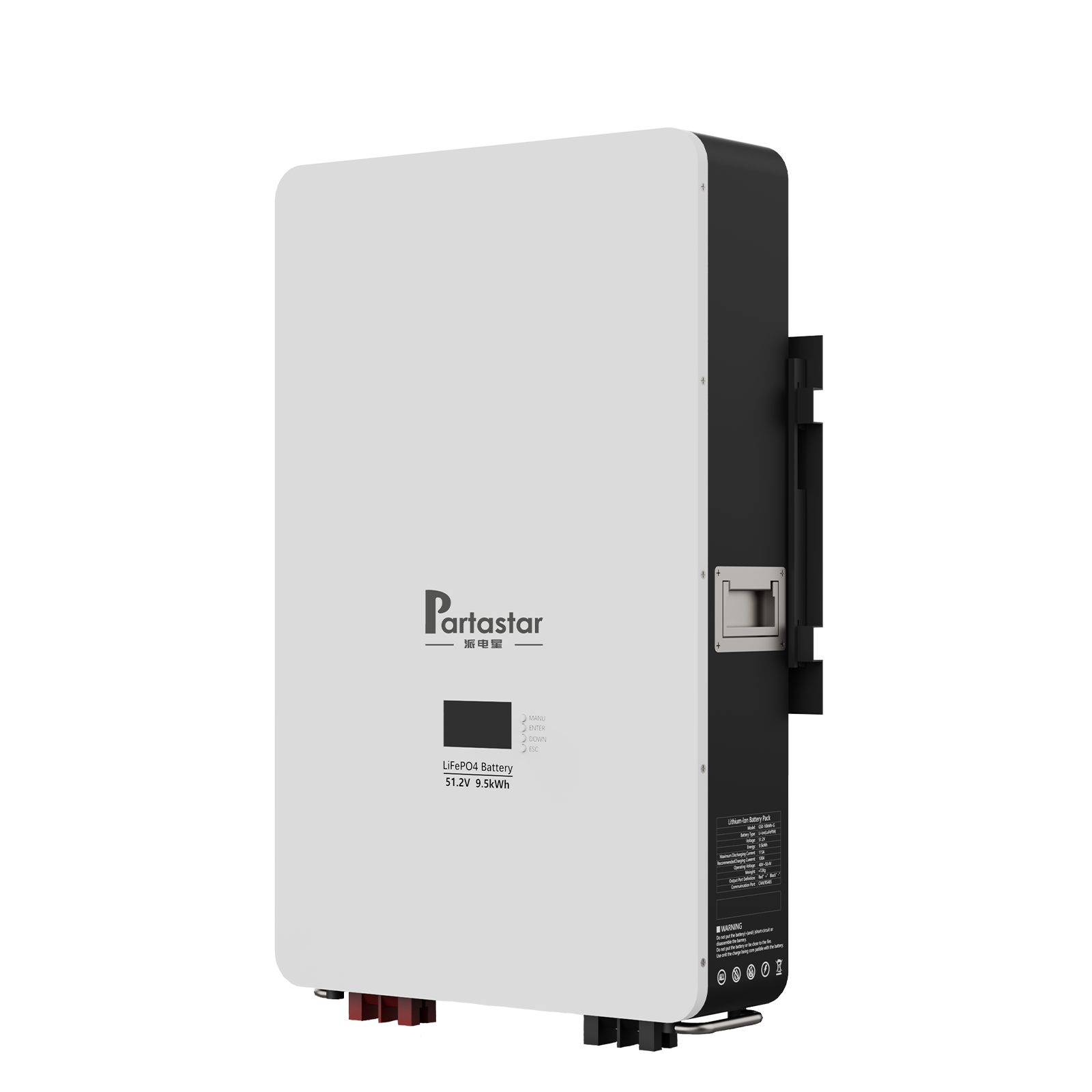 Partastar Wall-Mounted LiFePO4 Battery Pack High Capacity 9.5KWh 51.2V