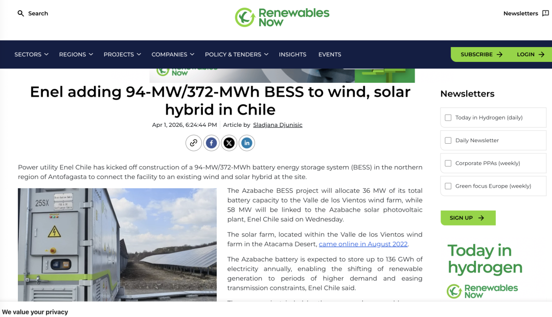 Chile Advances Two Major Energy Storage Projects: Why Latin America Is Becoming 